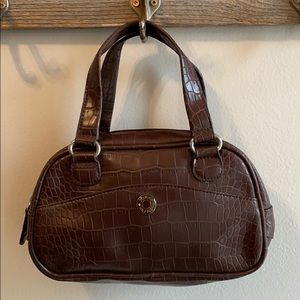 Tommy Hilfiger small brown faux crocodile bag